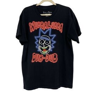 Rick & Morty Large T-Shirt Mens Wubbalubba Dub Short Sleeve Adult Swim Neon Mens